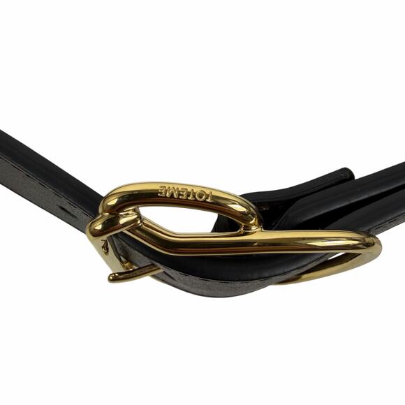 Toteme Swirl Leather Belt Black Gold Buckle Size 90cm/ 35\